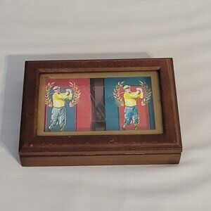 Vintage 1993 Golf Classics Collections 2 Full Decks Playing Cards Wooden Case